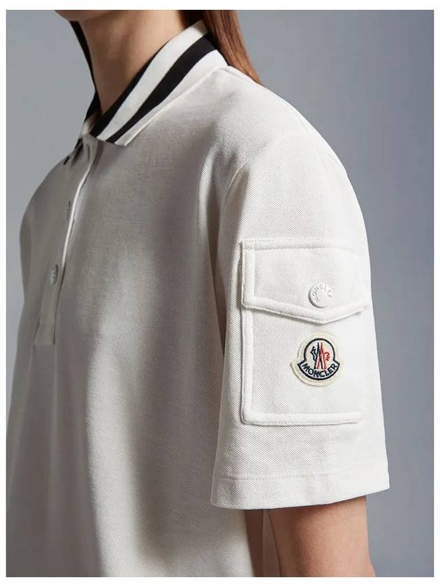 Logo Patch Short Sleeve Polo Shirt Off White - MONCLER - BALAAN 4