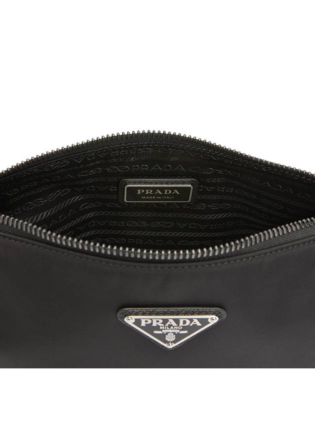 Triangle Logo Re-Nylon Saffiano Leather Shoulder Bag Black - PRADA - BALAAN 11