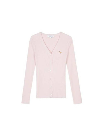 Baby Fox Patch Fine Ribbed Cardigan Pale Pink - MAISON KITSUNE - BALAAN 2