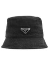 Triangle Logo Denim Bucket Hat Black - PRADA - BALAAN 1