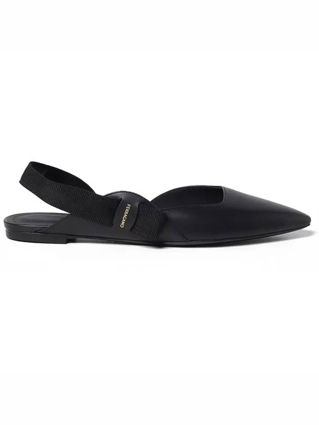 Leather Slingback Flat Black - SALVATORE FERRAGAMO - BALAAN 3