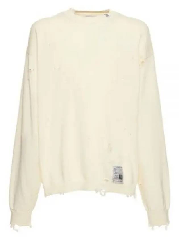 MAISON 23 J10SW502 WHITE Distressed Sweatshirt - MIHARA YASUHIRO - BALAAN 2