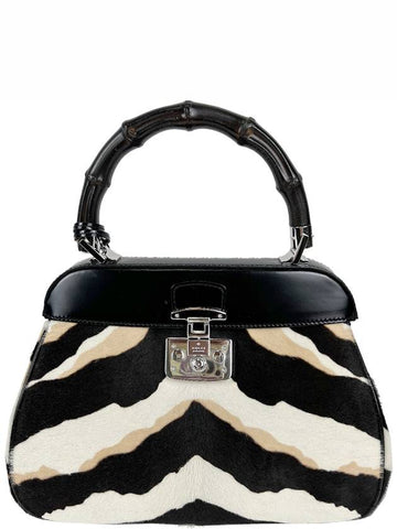 Tiger Print Bamboo Calf Rock Handbag - GUCCI - BALAAN 1