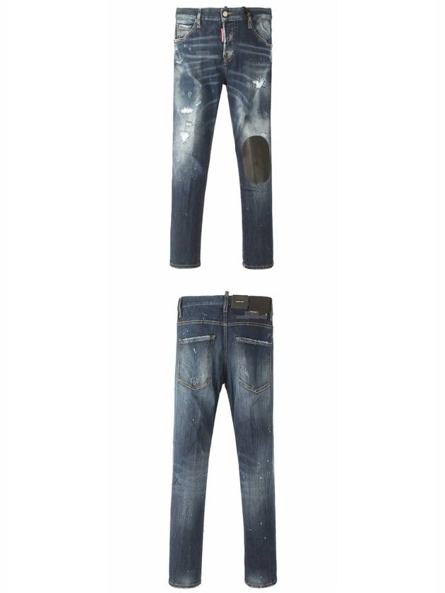 20FW 75LB0418 S30708 470 Logo Patch Knee Leather Diss Denim Pants Medium Blue Women’s Pants TR - DSQUARED2 - BALAAN 5