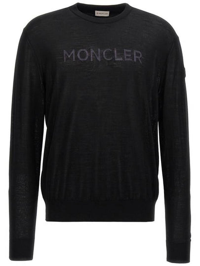 Logo Print Wool Knit Top Black - MONCLER - BALAAN 2