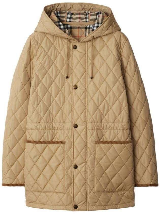 Hooded Quilted Parka Flax - BURBERRY - BALAAN 1