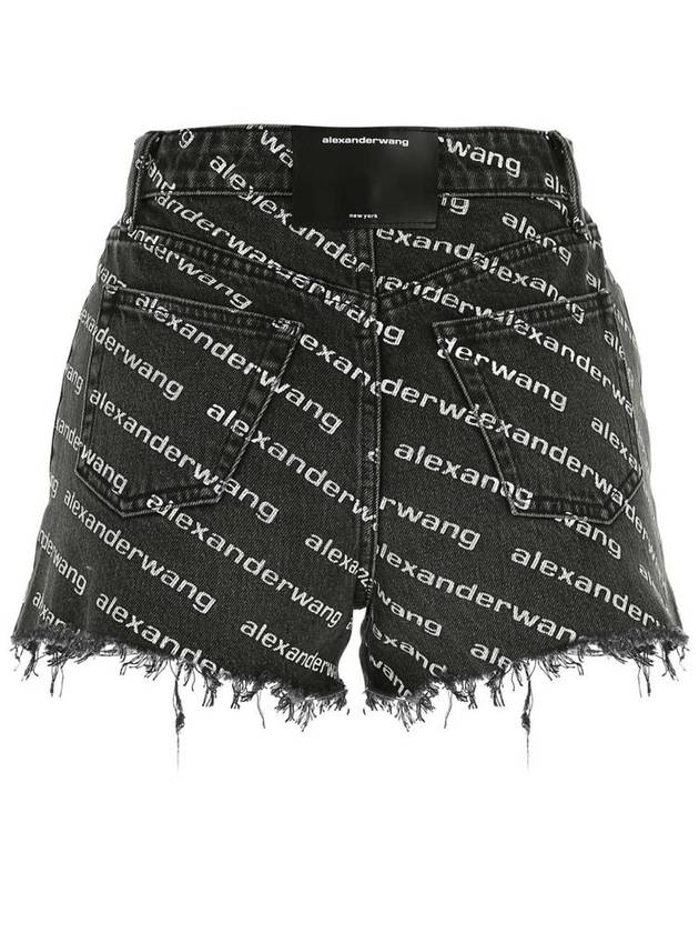 Grey Age Denim Bite Logo Shorts Black - ALEXANDER WANG - BALAAN 3