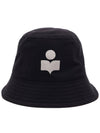 Haley Embroidered Logo Bucket Hat Black - ISABEL MARANT - BALAAN 3