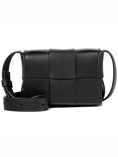 Bottega Veneta Cassette Smooth Leather Mini Crossbody Bag Black - BOTTEGA VENETA - BALAAN 1