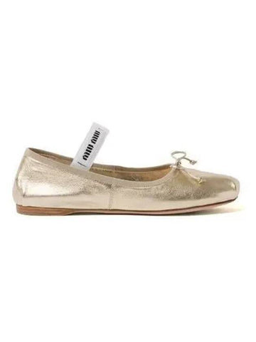 Women Ballerina Flat Shoes Gold 5F794D 3L3Y - MIU MIU - BALAAN 1