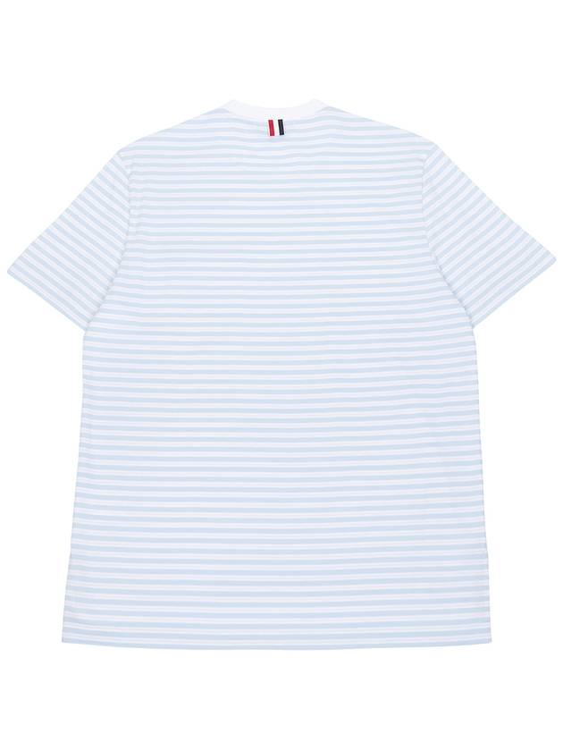 Striped Jersey Pocket Short Sleeve T-Shirt Light Blue White - THOM BROWNE - BALAAN 3