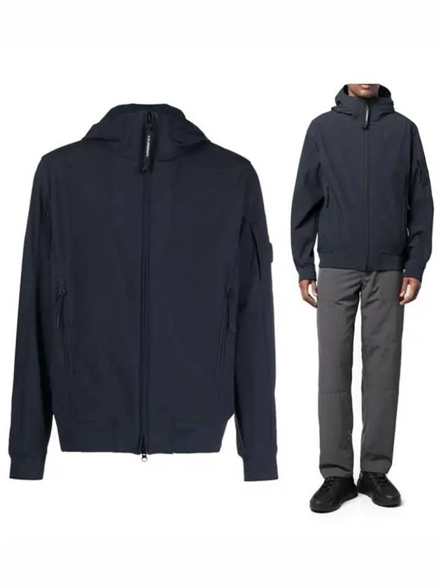 Men's Solf Shell R Lens Hooded Jacket Blue - CP COMPANY - BALAAN 2