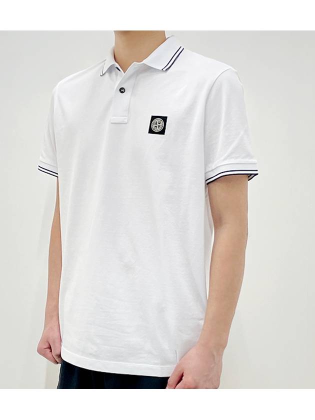 Stretch Cotton Pique Short Sleeve Polo Shirt White - STONE ISLAND - BALAAN 4