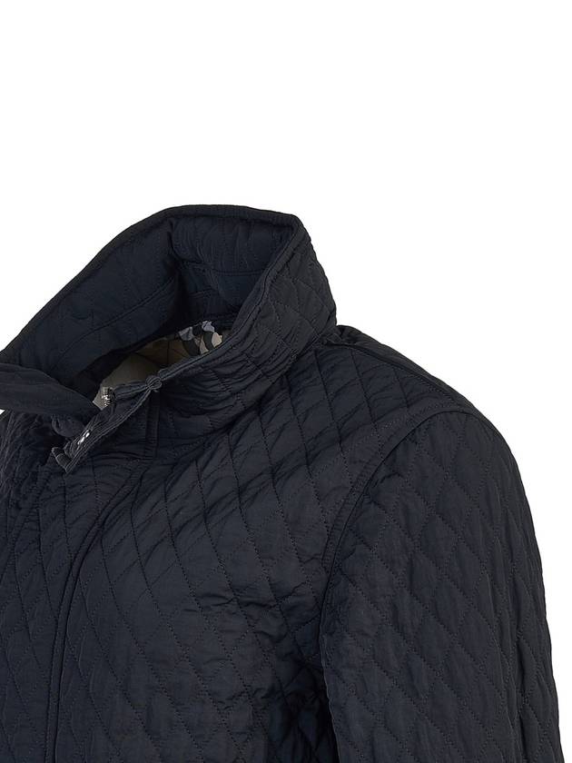 Check Hooded Quilted Jacket Black - BURBERRY - BALAAN 6