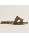 Oran Leather Sandals Etoupe - HERMES - BALAAN 3