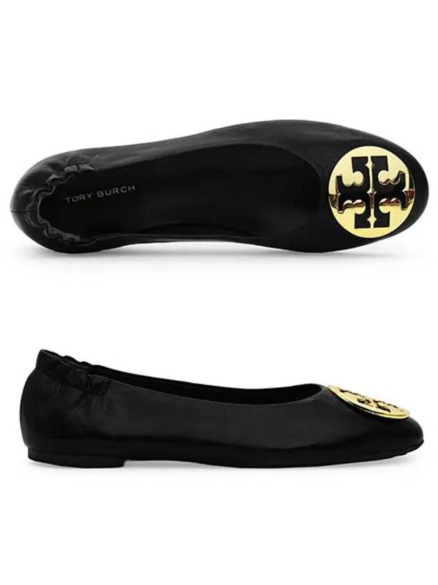 Logo Leather Ballerina Flat Black - TORY BURCH - BALAAN 3