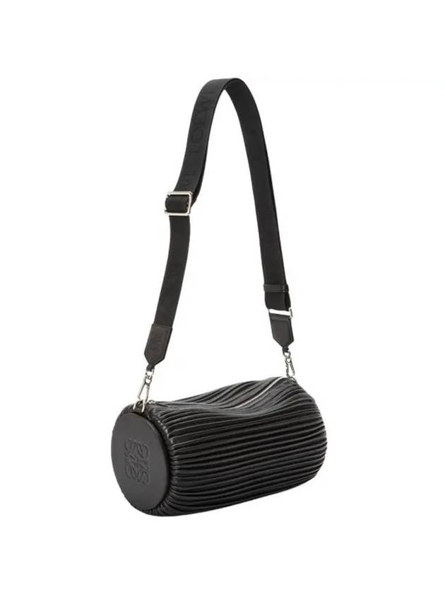 Pleated Leather Shoulder Bag Black - LOEWE - BALAAN 1