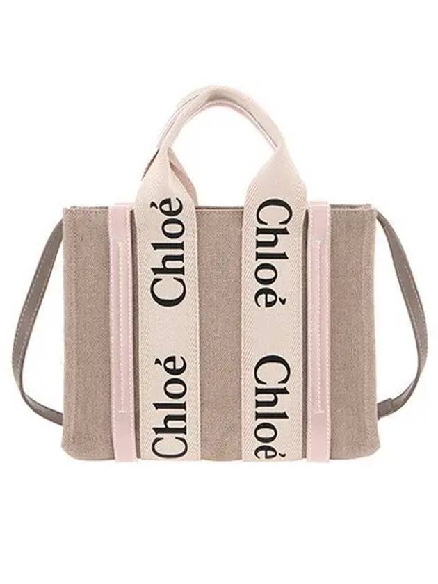 Woody Small Canvas Tote Bag Pink Beige - CHLOE - BALAAN 2