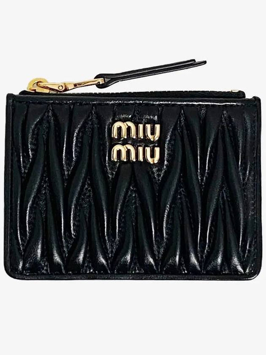 Matelasse Nappa Leather Card Wallet Black - MIU MIU - BALAAN 2