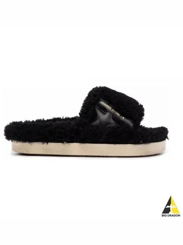 Leather Star Shearling Full Star Slippers Black - GOLDEN GOOSE - BALAAN 2