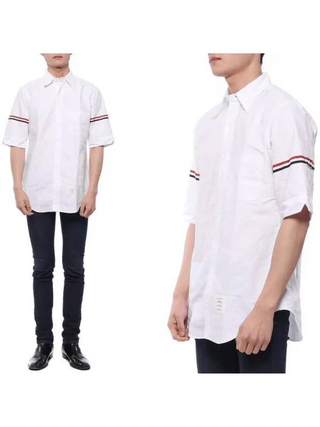 Men's Classic Armband Short Sleeve Shirt White - THOM BROWNE - BALAAN 2