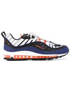 Air Max 98 Low Top Sneakers White Black Deep Royal Blue - NIKE - BALAAN 1