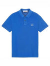 Men's Logo Patch Cotton Short Sleeve Polo Shirt Blue - STONE ISLAND - BALAAN 2