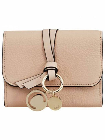 Alphabet Grain Leather Flap Small Bicycle Wallet Pink - CHLOE - BALAAN.