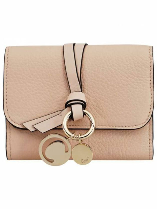 Alphabet Grain Leather Flap Small Bicycle Wallet Pink - CHLOE - BALAAN.