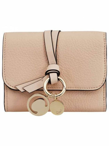 Alphabet Grain Leather Flap Small Bicycle Wallet Pink - CHLOE - BALAAN 1