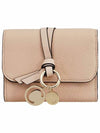 Alphabet Grain Leather Flap Small Half Wallet Pink - CHLOE - BALAAN 1