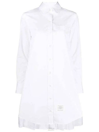 Solid Poplin Pleated Back Shirt Mini Dress White - THOM BROWNE - BALAAN 2