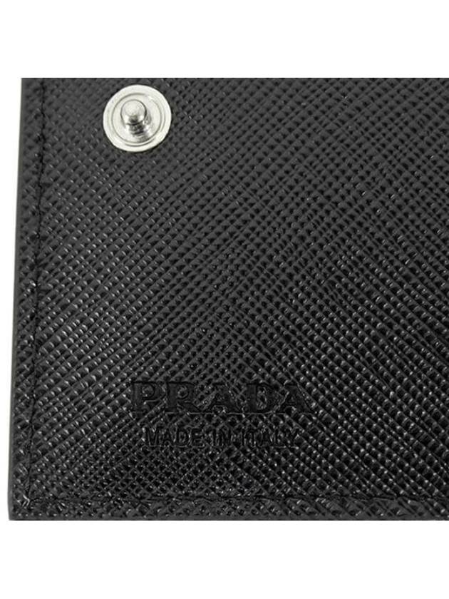 Triangle Logo Saffiano Half Wallet Black - PRADA - BALAAN 6