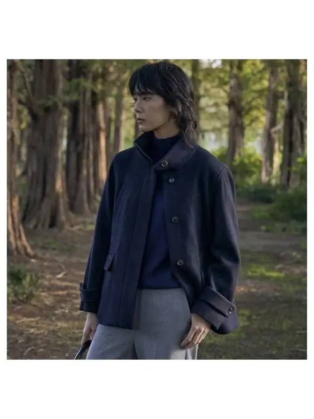 Women s Wool High Neck Coat Dark Navy - LACOSTE - BALAAN 1