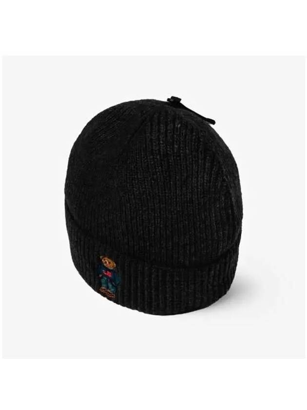 Embroidered Bear Knit Wool Beanie Black - POLO RALPH LAUREN - BALAAN 6