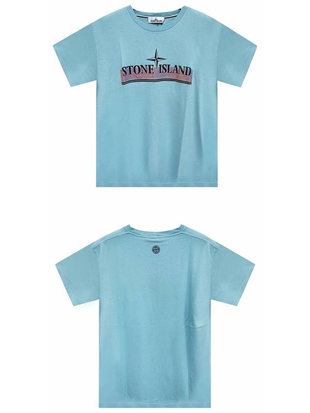 Tricromia One Print Garment Dyed Cotton Jersey Short Sleeve T-Shirt Blue - STONE ISLAND - BALAAN 5