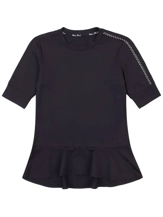 Golf Wear One Point Frill T-Shirt BLACK - WHITEBALL - BALAAN 1