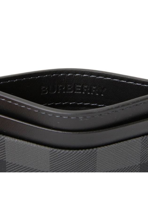 Check Leather Card Case Charcoal - BURBERRY - BALAAN 7