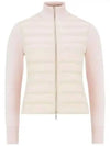 Logo Padded Wool Cardigan Pink - MONCLER - BALAAN 2