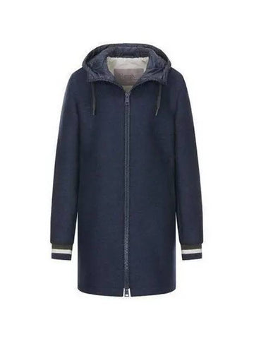 Virgin wool hooded coat navy GC00007UR 33325 - HERNO - BALAAN 1