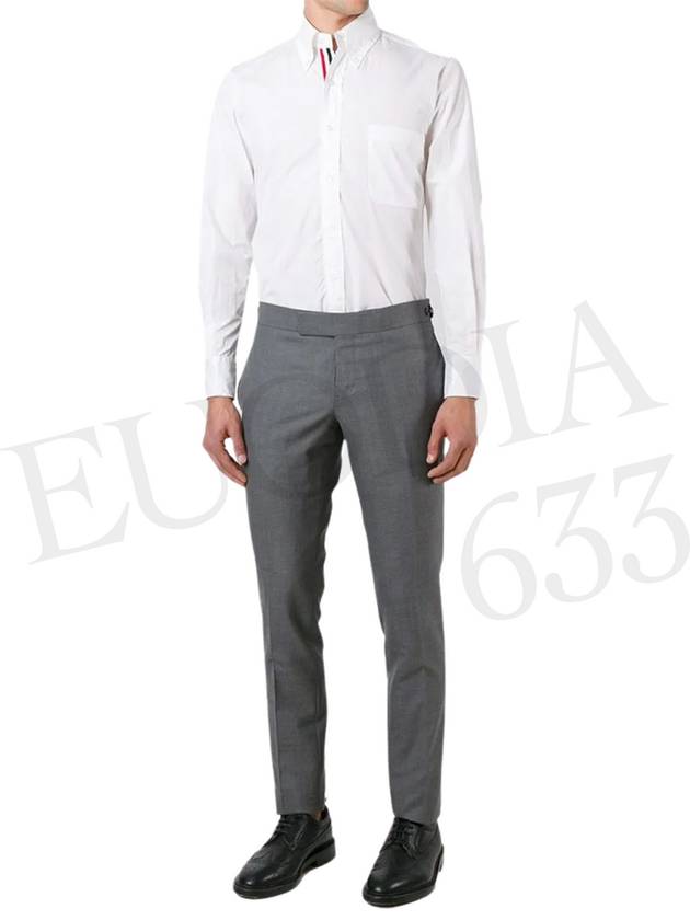 Men's Grosgrain Placket Solid Poplin Long Sleeve Shirt White - THOM BROWNE - BALAAN 7