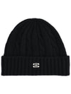 Triomphe Cable Knit Beanie Black - CELINE - BALAAN 2