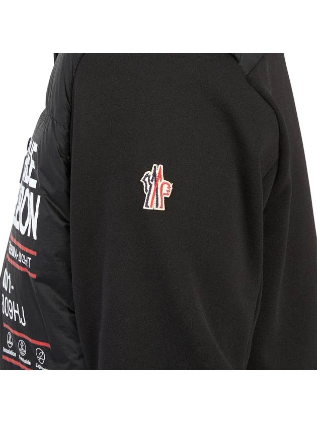 Padded Fleece Logo Print Quilting Hoodie Jacket Black - MONCLER - BALAAN 11