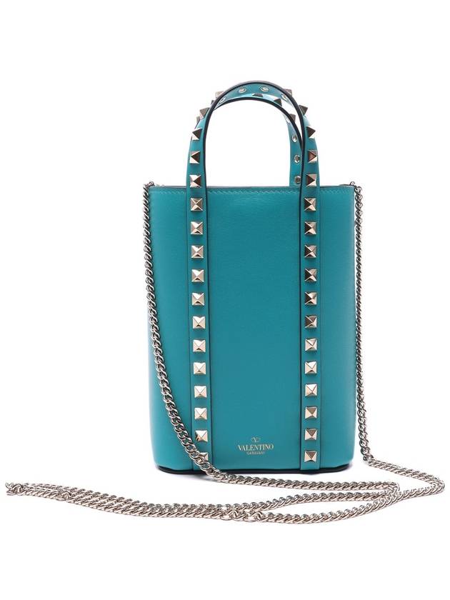 Rockstud Chain Mini Tote Bag Green - VALENTINO - BALAAN 5