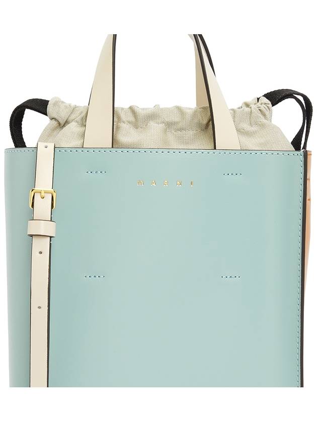 Museo Leather Logo Mini Tote Bag Light Blue - MARNI - BALAAN 11