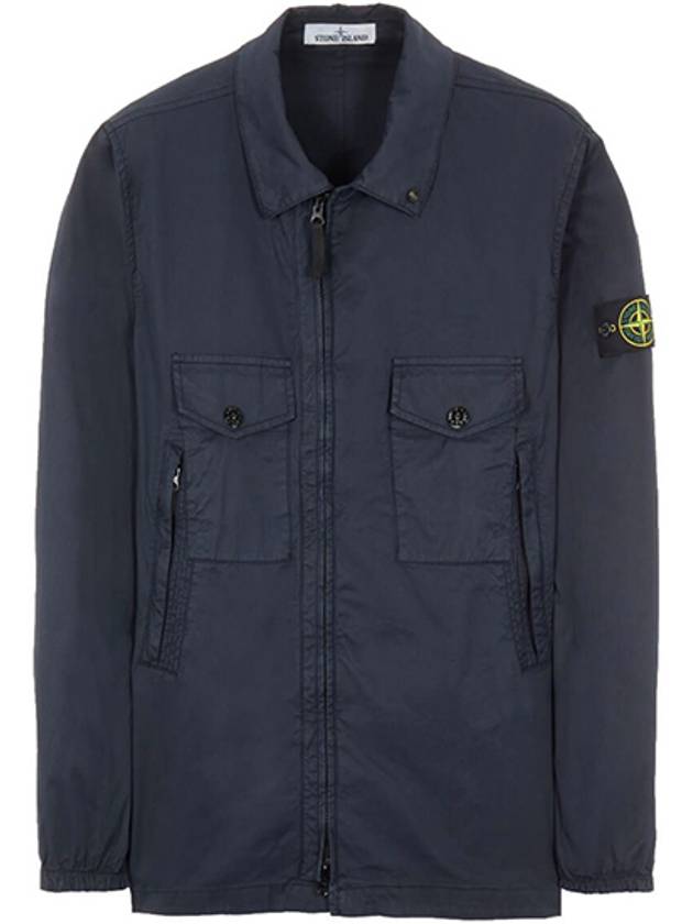 Stretch Cotton Gabardine Over Long Sleeve Shirt Navy - STONE ISLAND - BALAAN 2