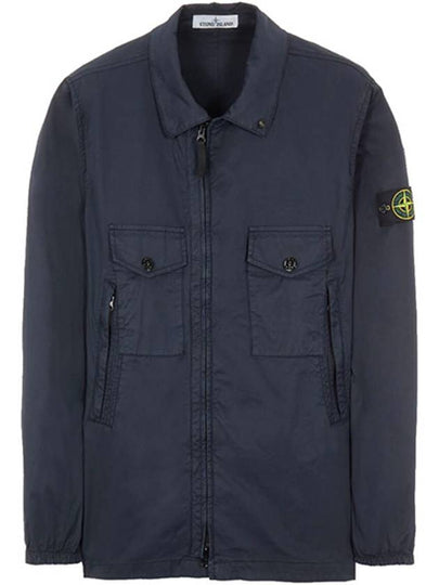 Stretch Cotton Gabardine Over Long Sleeve Shirt Navy - STONE ISLAND - BALAAN 2