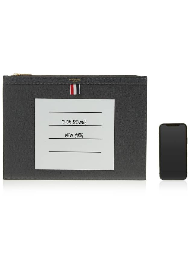 Pebble Document Medium Clutch Bag Grey - THOM BROWNE - BALAAN 7