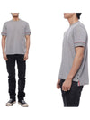 Striped Detail Crew Neck Cotton Short Sleeve T-Shirt Grey - THOM BROWNE - BALAAN 3