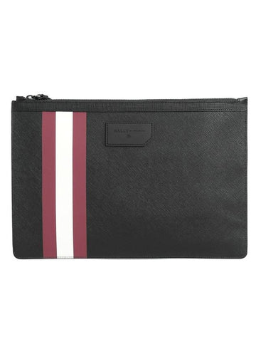 Bolis Striped Logo Clutch Bag Black - BALLY - BALAAN 1